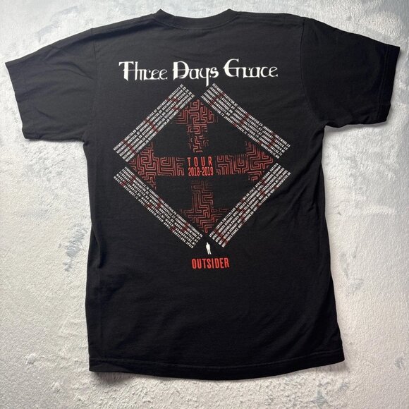 Three Days Grace Outsider Men’s Black 2019 Tour Crew Neck T-Shirt Men’s Medium - Picture 5 of 6